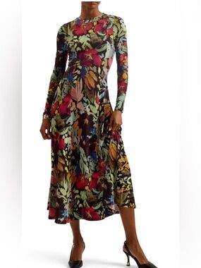 Ted Baker London Multicolor Floral Long-Sleeve Midi Dress